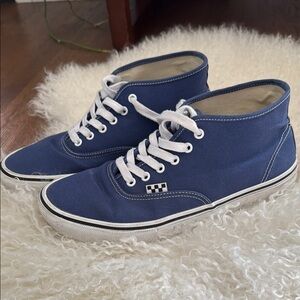 Blue High-Top Sneakers with White Laces